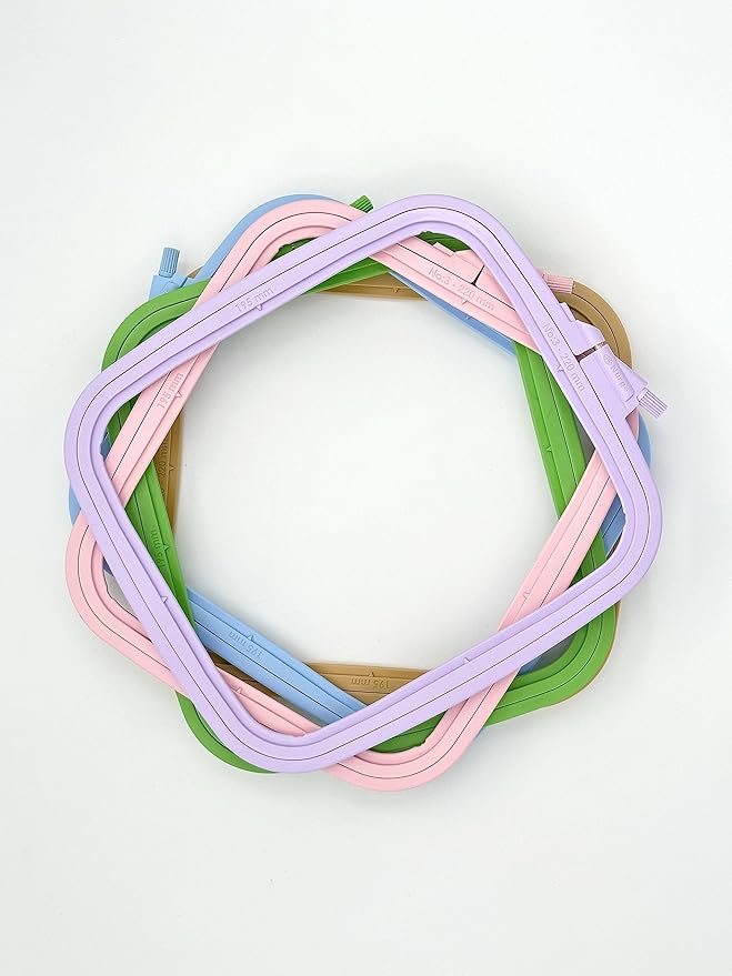 nurge square embroidery hoop - plastic cross stitch frame for needlepoint & embroidery - adjustable craft hoop - blue - no:3 (medium)