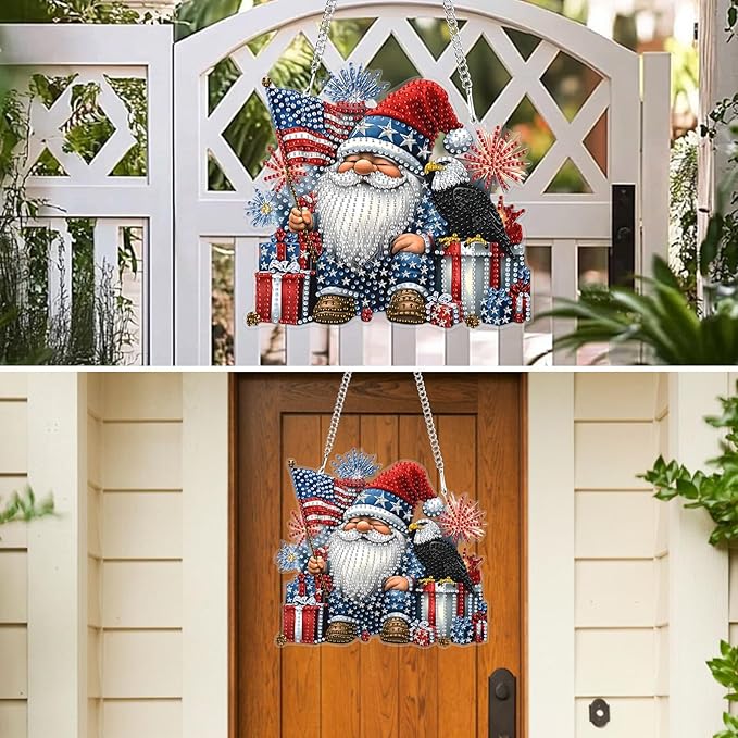 MXJSUA Gnome Eagle Special Shaped Hanging Diamond Painting Art Kits for Adults, Crystal Rhinestone Acrylic Gem Art Pendant Ornaments Kit for Home Decoration and Gift
