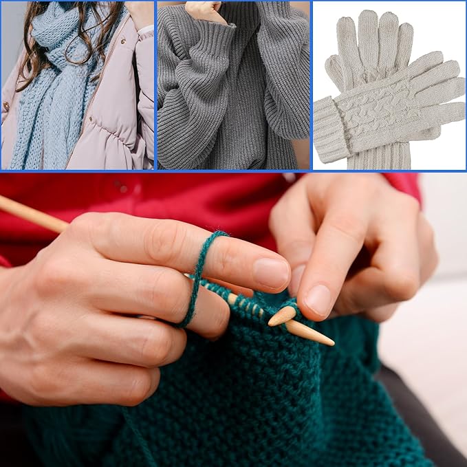35pcs Bamboo Wooden Double Pointed Knitting Needles Set, 7 Sizes 2.0mm to 5.0mm Straight Knitting Needles Kit for Beginners Making Sweater Scarf Sock Weave