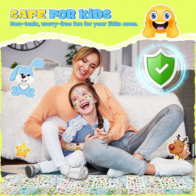 sinceroduct stickers for kids, 1300+ cute animals water bottle sticker, 8 sheets of children stickers with different theme scrapbooking for classroom, christmas day, crafts, party favors, decorations