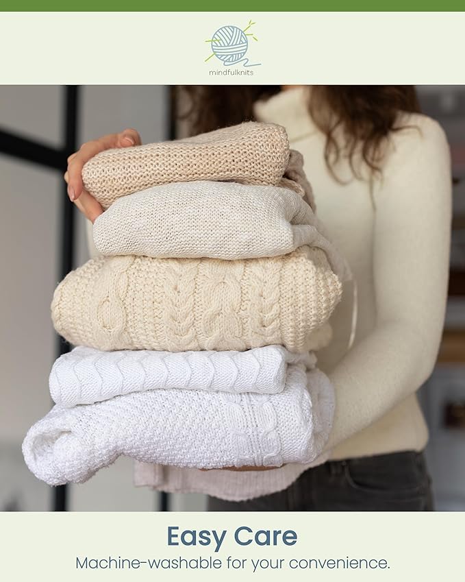 Knitting Yarn, Crochet Yarn, Mindfulness and Relaxation 100 Percent Cotton Yarn, Single Color 2-Pack - Medium Number 4 Worsted Bundle, Soft & Gentle for Garments, Amigurumi, Baby Items by mindfulknits