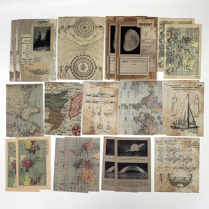 Esweny 200PCS Vintage Scrapbooking Supplies Kit for Journaling, Scrapbook Sticker Paper Pack for Junk Journal Planners Aesthetic Cottagecore Room Decor Wall Art Collage Album