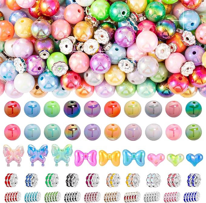 289 Pcs Beads for Pens, 16mm Acrylic Beads, Rainbow Color Pen Bead, Bubblegum Bead for Jewely Making, Bracelet, Beadable Pens, Earring