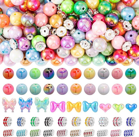 289 Pcs Beads for Pens, 16mm Acrylic Beads, Rainbow Color Pen Bead, Bubblegum Bead for Jewely Making, Bracelet, Beadable Pens, Earring