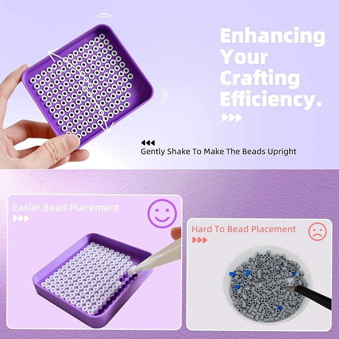 2 Pcs 5mm Fuse Beads Picking Tray Kit with Total 296 Holes, Efficient Sorting Tools with Effortless Beads Recovery, User-Friendly for Iron Bead Beginners (Blue and Green)
