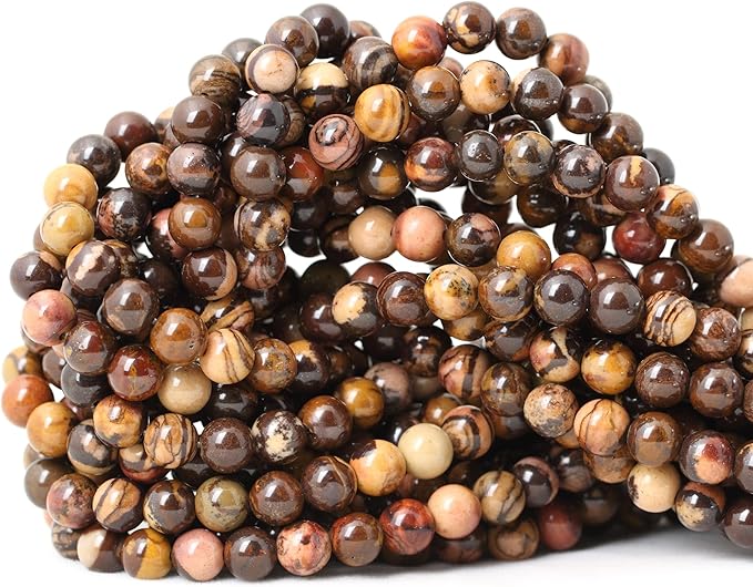 cheavian 60pcs 6mm natural africa picture jasper gemstone round loose beads for diy bracelet necklace earrings jewelry making 1 string 15 inches