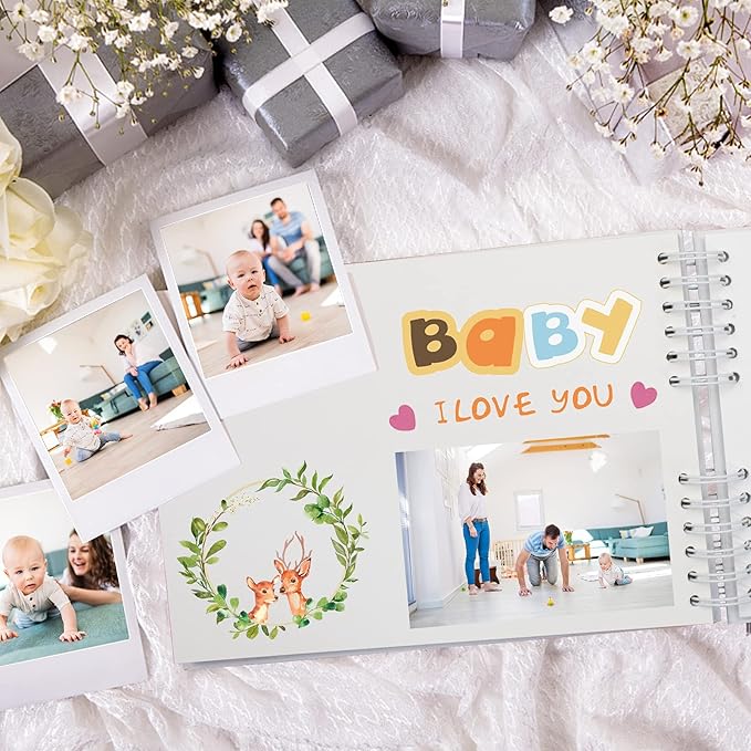 EVNEED Scrapbook Photo Album,Wedding Guest Book Anniversary Memory Scrapbooking for Craft Paper DIY Gifts (White)
