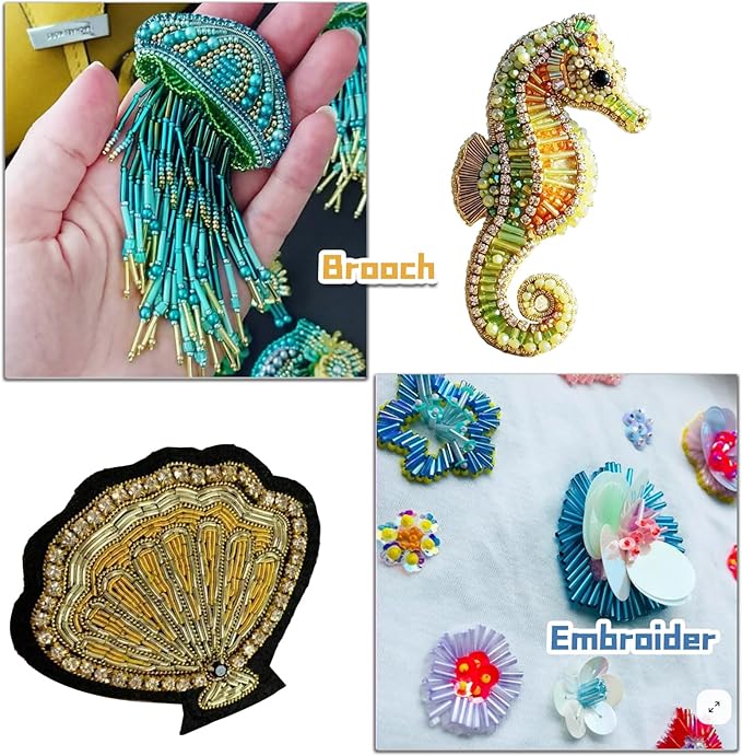EuTengHao 9600Pcs Tube Beads Kit 7mm Glass Bugle Seed Beads for Jewelry Making Embroidery & Home Decoration (32 Vibrant Colors)