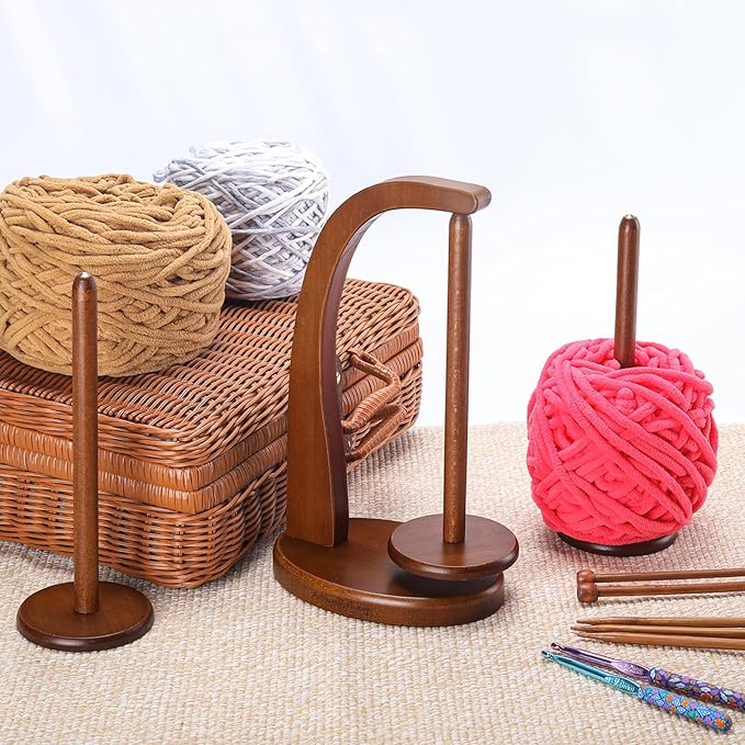 Model Magnetic Pendulum Wooden Yarn Holder for Crocheting, Yarn Storage Organizer, Delightful Surprise Gift for Knitting Lovers by ARTOWELL (Walnut-Colored, Enlarged Size)
