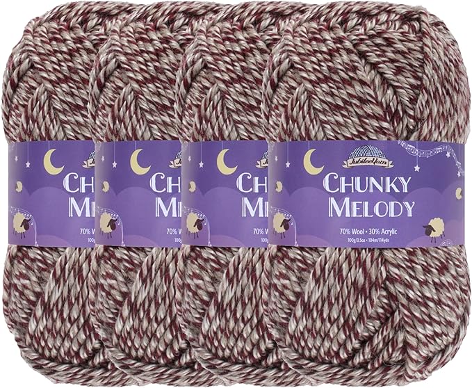 JubileeYarn Chunky Melody Yarn - 100g/Skein Bulky Wool Blend - Purple Haze - 4 Skeins