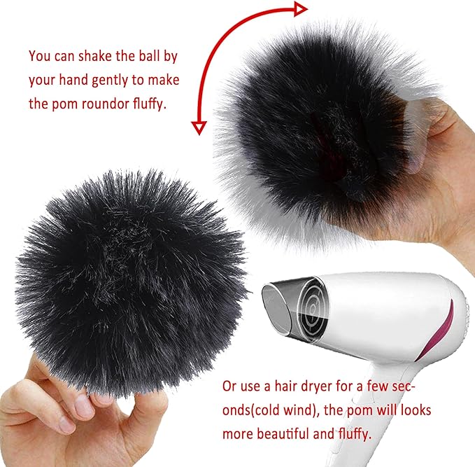 SIQUK 60 Pieces Fluffy Faux Fur Pom Pom for Hats with Elastic Loop for Knitting Hats Beanies Scarves Gloves Keychains Bags（15 Colors, 4 Pcs/Color）