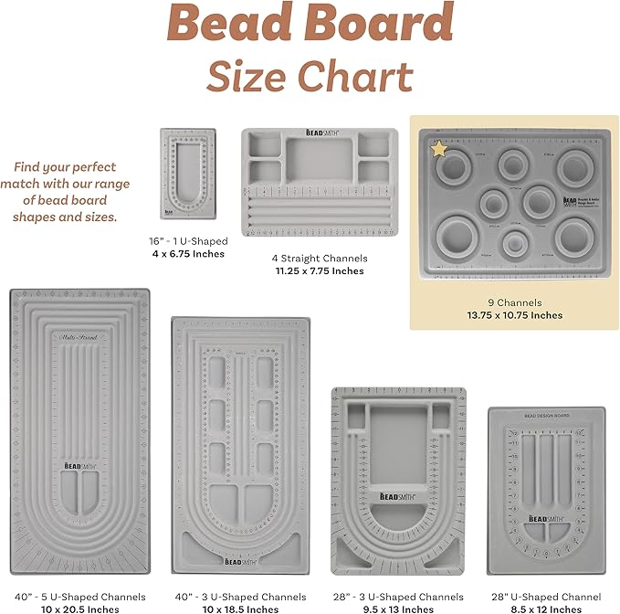 The Beadsmith Elements Bracelet & Anklet Design Bead Board –13.75 x 10.75 x 1 Inches – Removable Transparent Cover – Flocked Surface, Multiple Channels & Printed Ruler – for Jewelry Making