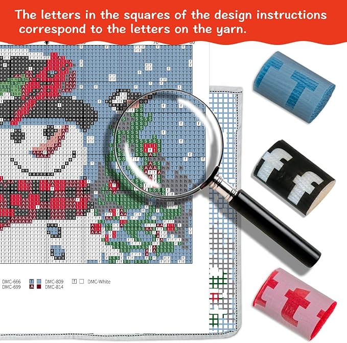 ZFFLYH Christmas Snowman Latch Hook Rug Kits, DIY Rug Crochet Yarn Kits Printed Color Canvas Christmas Decoration and Activity 20.5X15 Inch