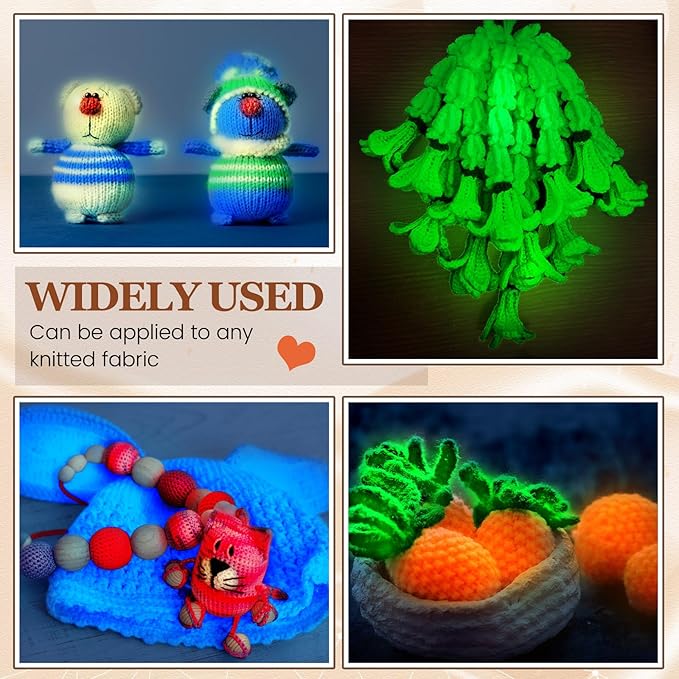 WILLBOND 5 Rolls Glow in The Dark Magic Yarn Luminous Neon Crochet Yarn for Crocheting DIY Knitting Glow Fingering Sewing Supplies for Crafts Sewing Party 54.7 yd Per Roll (Multiple Colors)
