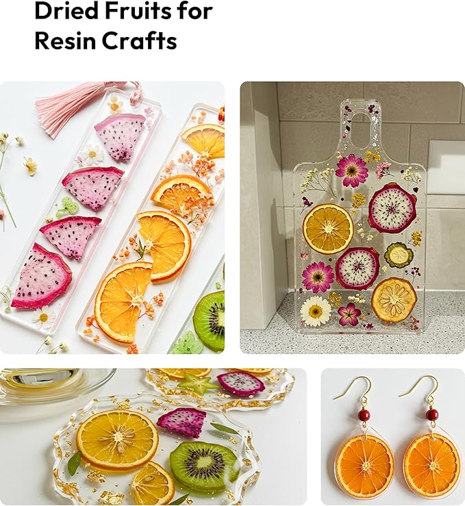 Resiners Dried Pressed Flowers for Resin Molds, Real Natural Dried Flowers Dry Leaves kit for Scrapbook Supplies Card Making Resin Jewelry Making Soap Candle DIY Crafts (Bright Fruit 80pcs)