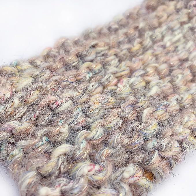 Artisanal Yarn Collection Multifiber Multicolored Fancy Yarn with Subtle Shimmering Threads for Knitting Crocheting Crafts DIY, Set of 3 Rolls (Gray Pink)