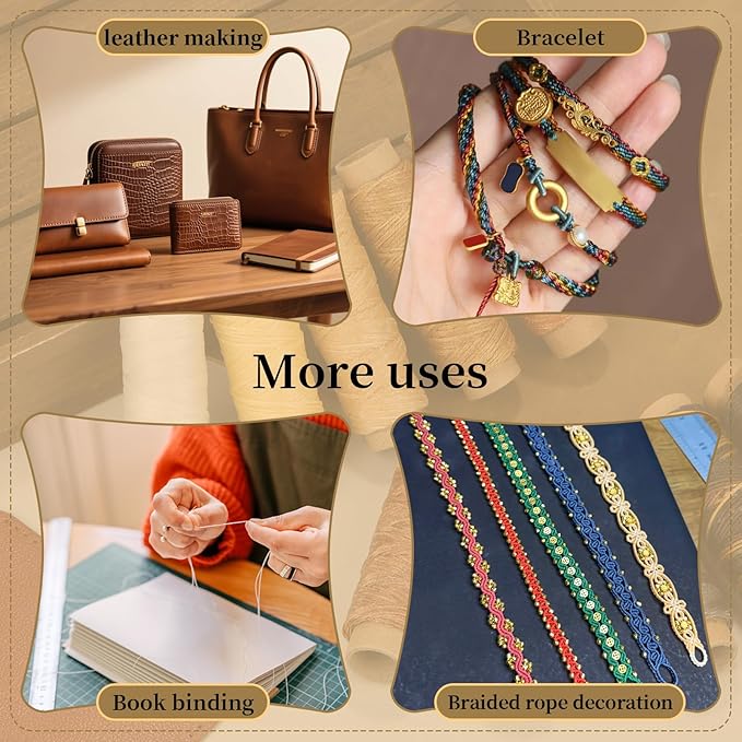 Jupean 328 Yards Waxed Thread, 10 Colors Leather Thread, Upholstery Repair Sewing Thread Waxed Thread for Bookbinding Leather Craft Shoe Repairing