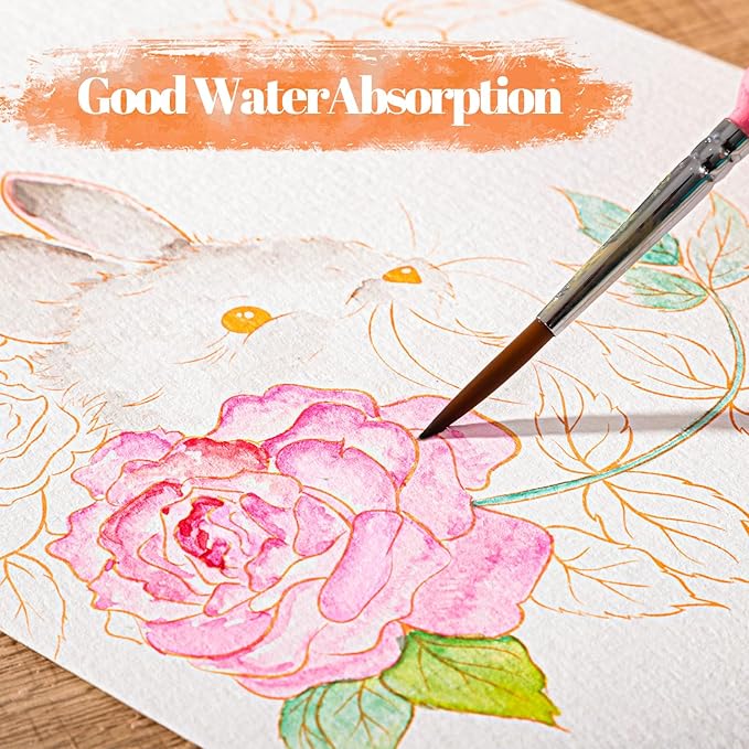 30 Sheets Watercolor Coloring Book, A5 (8.3 x 5.8) Watercolor Workbook, 140 lb/300 GSM Flower Water Color Book for Adults, Creative Art Craft Gift for Beginners