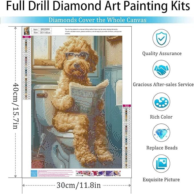 ARPADAMO Square Diamond Art Kits for Adults-Dog Square Drill Diamond Painting,Square Diamond Art,DIY Animal Gem Art Kits for Adults and Crafts for Gifts and Home Wall Decor 12x16inch