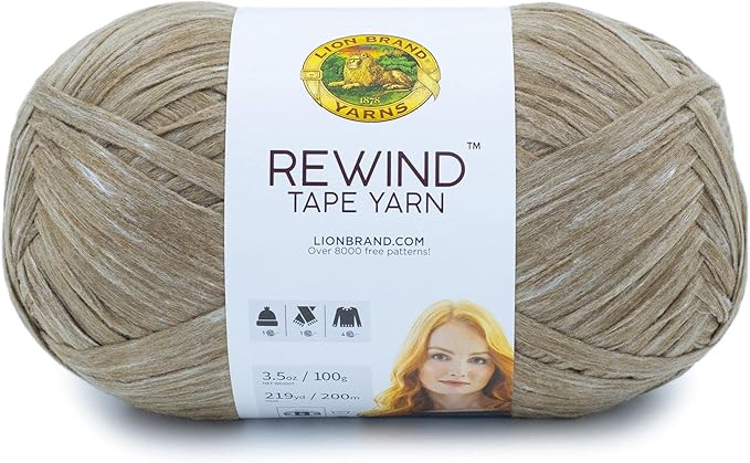 Lion Brand Yarn, Bulky Tape Rewind Yarn for Knitting and Crocheting, Willow, 1 Pack