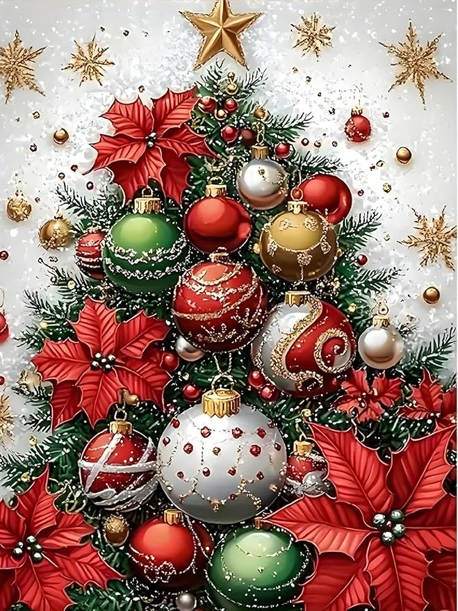 Semneroy Christmas 5D Diamond Painting Kits for Adult,Xmas Tree Diamond Art Kits for Beginners,DIY Full Drill Winter Holiday Rhinestone Diamond Dots Gem Painting Art Craft Home Decor 12 x16 Inch