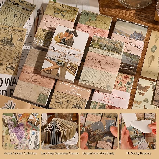 60 Sheets Junk Journal Ephemera Kit, 30 Unique Vintage Scrapbook Paper Patterns for Bullet Journal, Planner Supplies, 3x2 inch (80x50mm) Collage Material (Landmark Buildings)
