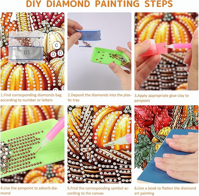 SENQAO Halloween Diamond Art Hanging Kits for Adults Beginners, DIY Acrylic 5D Special Shaped Crystal Diamond Gem Art Painting Hanging Ornament for Home Wall Decor and Gift（Fall Pumpkin Basket）