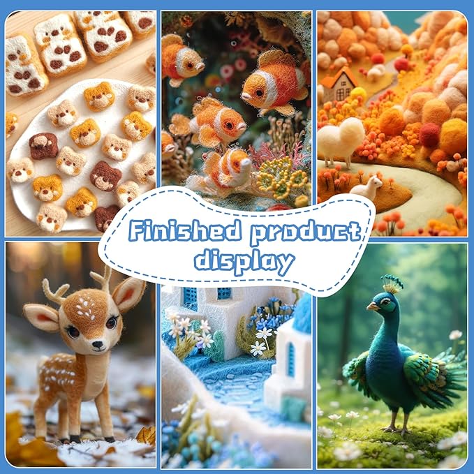 SOCNITC 70 Colors Needle Felting Kit, Wool Felting Kit for Beginner, Felting Needles Wool Roving Needle Felting Supplies with Needle Felting Tools for DIY Animals Handmade Crafts Decoration