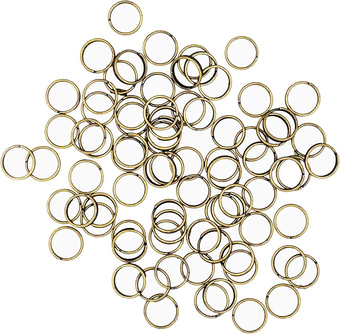 Mandala Crafts Assorted Antique Brass Jump Rings Jewelry Findings Metal O Rings for Jewelry Making Supplies - 300 12mm Small Open Jump Rings Kit for Necklace Earring