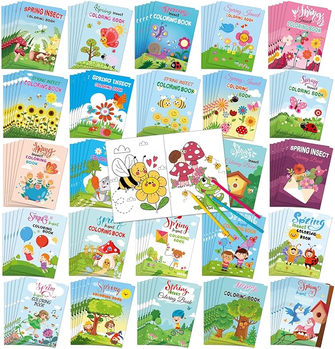 Liliful 144 Pcs Spring Coloring Book Bulk for Adult DIY Art Stress Relief Drawing Book with Vibrant Patterns for Adults, Party Favors, Goodie Bag Filler and Holiday Gifts