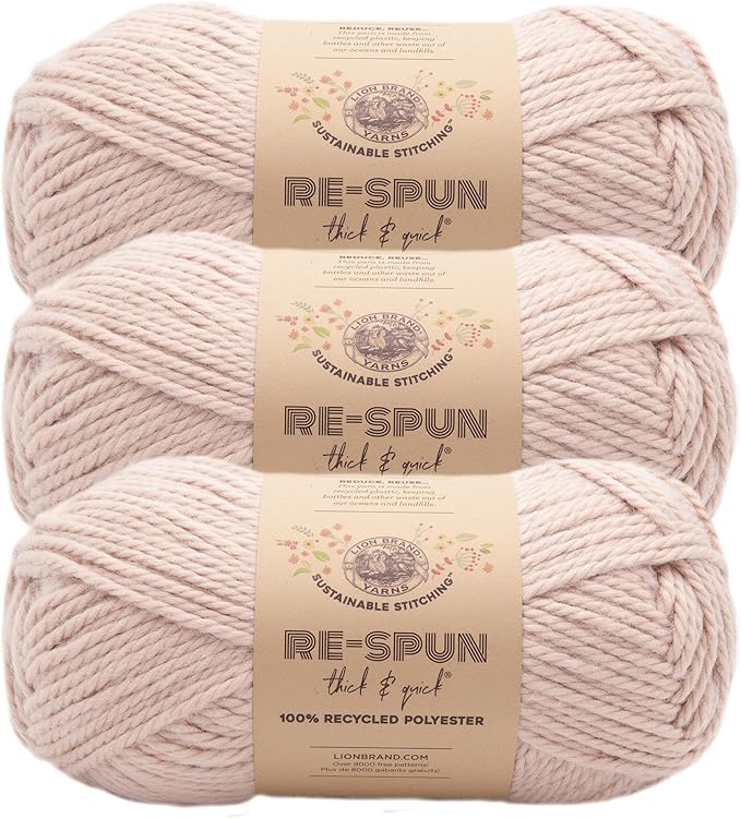 Lion Brand Yarn, Re-Spun Thick & Quick Super Bulky Yarn for Knitting, Crochet, and Crafts, Sepia Rose, 3 Pack, Soft Fiber for Chunky Blankets, Bulky Throws, and Cozy Sweaters