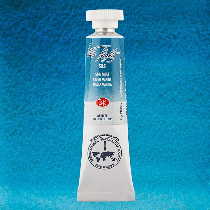 White Nights Extra Fine Artists Grade Professional Watercolor Set 3 * 10ml Tubes Granulating Colors by Nevskaya Palitra (North Sea)