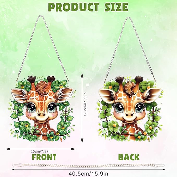 DOMROM Giraffe Diamond Art Hanging Kits for Adults Beginners, Special Shaped Crystal Diamond Painting Giraffe Pendant, DIY Diamond Art Suncatchers Animal for Home Garden Wall Decor Gift