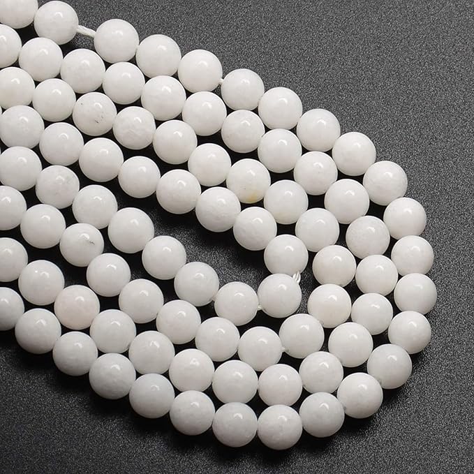 LPBeads 200Pcs Polished 6mm Round Natural White Alabaster Gemstone Loose Beads with Stretch Cord for Jewelry Making Bracelets