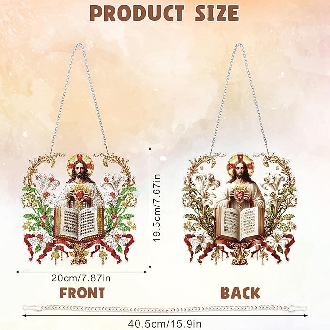 DOMROM Jesus Diamond Art Hanging Kits for Adults Beginners, Special Shaped Crystal Diamond Painting Jesus Pendant, DIY Diamond Art Suncatchers Christmas for Home Garden Wall Decor Gift