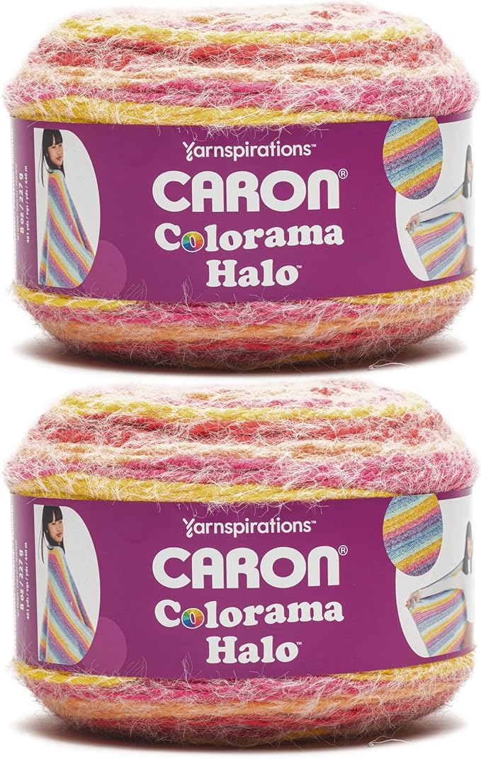 Caron Colorama Halo Striped - 2 Pack of 481 Yards/8 oz Snapdragon 71% Acrylic 18% Nylon 11% Polyester Yarn