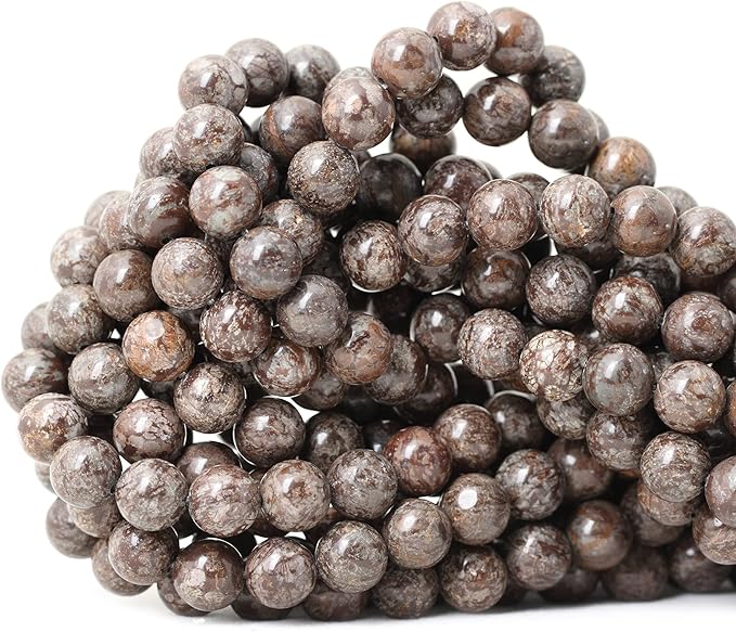 cheavian 45pcs 8mm natural brown snowflake jasper gemstone round stone loose beads for jewelry making 1 strand 15"