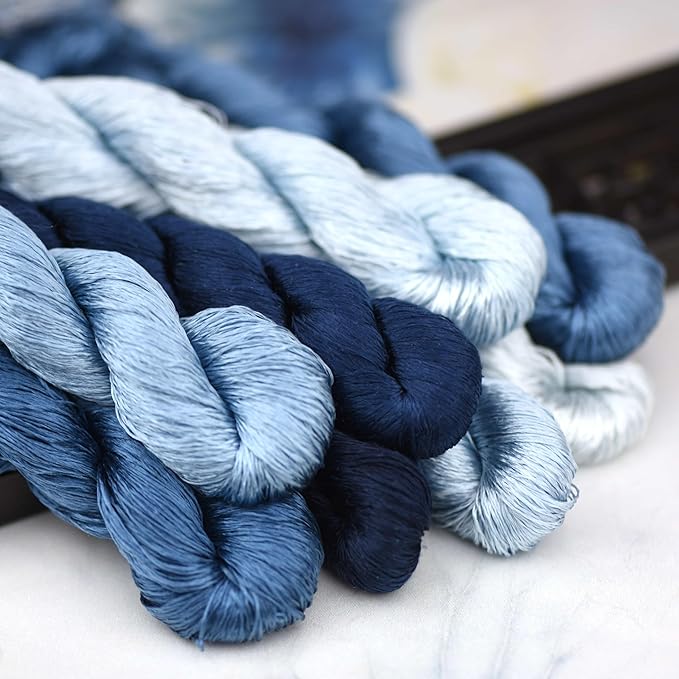 Natural 100% Silk Thread, Handmade Embroidery Thread Silk Floss 8 Colors 110m Each (73)