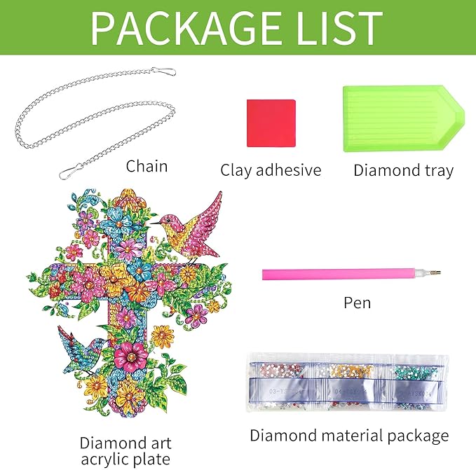 Wergund 5D DIY Bird Diamond Art Hanging Kits, Hanging Diamond Art Crosse, Acrylic Special Shaped Rhinestone, Window Hanging Pendants for Home Wall Garden Front Door Outdoor Decor Gift(Bird)