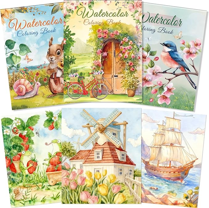Kalysky 8.5 * 11" Watercolor Workbook,3 Watercolor Coloring Books for Adults, Beginner-Friendly Water Color Books,160GSM Cold Press Textured Thick Paper