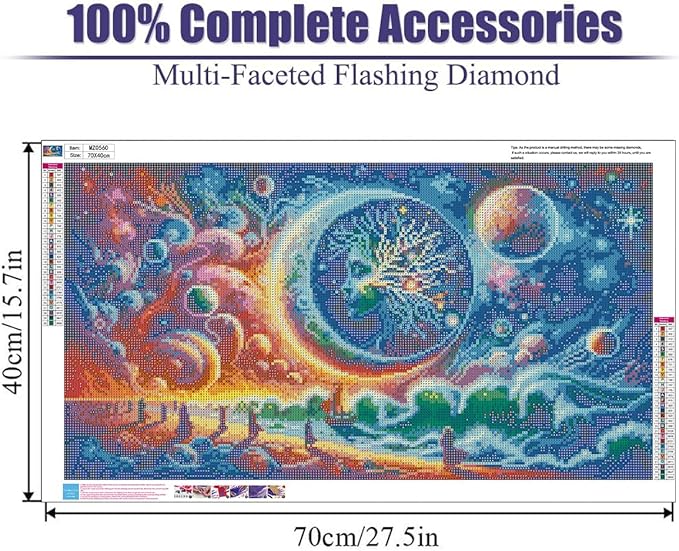 mrpwnle 5D Diamond Painting Kits for Adults, DIY Large Size Moon Diamond Art Kits for Adults, Abstract Landscape Full Drill Gem Art Kits for Home Wall Decor Gifts 27.5 X 15.7 Inch