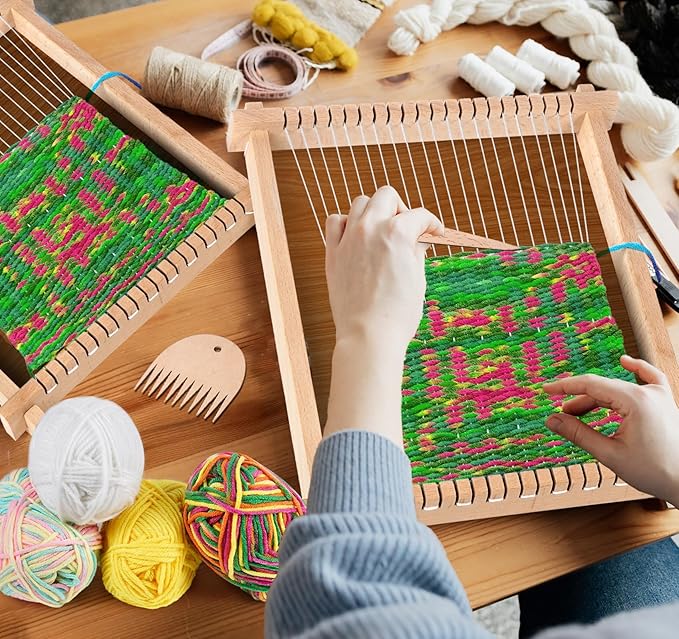 lemonfilter weaving loom kit for kids, 9 * 11inch loom knitting frame child multi-craft handcraft weaving set for kids 6-12, wooden weaving loom for adult, diy handcraft & beginners