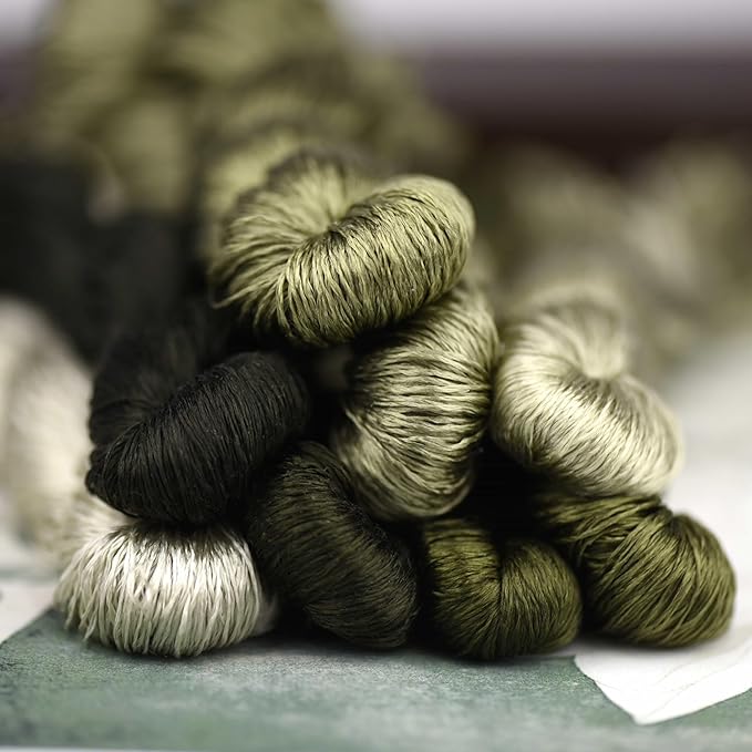 Natural 100% Silk Thread, Handmade Embroidery Thread Silk Floss 8 Colors 110m Each (61)