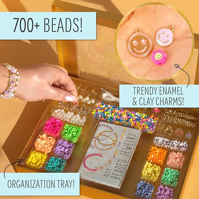 STMT DIY Beaded Jewelry Kit - Makes 15 Premium Pieces, Includes Bracelet Making Supplies, Letter Beads, Enameled Charms, Great Teen Girl Gifts
