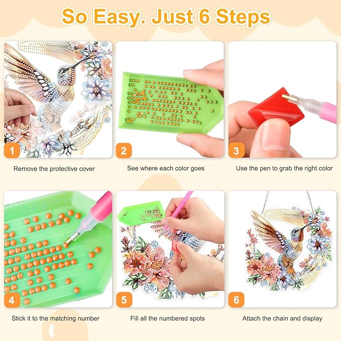 TOSTOG Bird Wreath Diamond Art Pendant Kits for Adult, Flower Diamond Painting Hanging Kit for Beginners, 5D DIY Crafts Gem Art, Waterproof Full Accessories for Home Decor Idea 20 * 20 cm/8 * 8 in