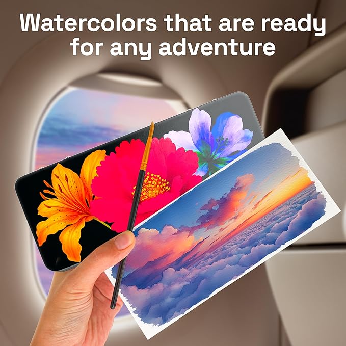 ARTISTRO 100 Color Watercolor Paint Set - Portable Paint Art Kit with Palette and Brush Pens - Travel Water Color Set for Adults, Professionals, Kids - Art and Painting Supplies - Gift Idea