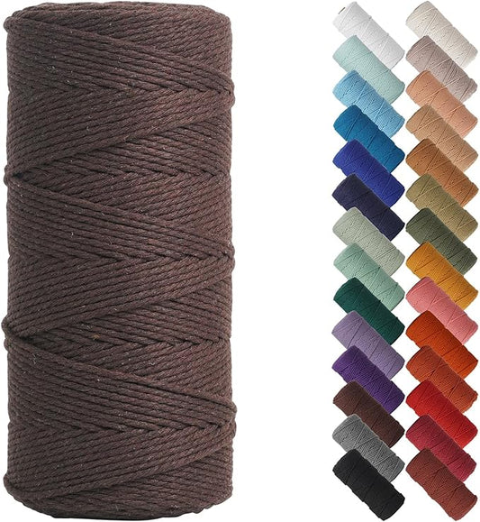 NOANTA Dark Coffee Macrame Cord 2mm x 220yards, Colored Macrame Rope, Cotton Rope Macrame Yarn, Colorful Cotton Craft Cord for Wall Hanging, Plant Hangers, Crafts, Knitting