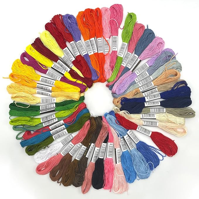 Bracelet String Kits, 50 Colors Rainbow Color Embroidery Thread, Cross Stitch Cotton Embroidery Thread, Bracelet Yarn (50 Color)