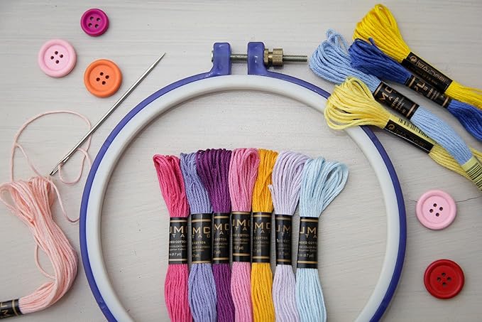 Pack of 12 Popular Colours Premium Embroidery Thread | 100% Egyptian Cotton Premium Skeins | Cross Stitch Embroidery Floss | Oeko TEX Certified| (12, Candy Bloom)