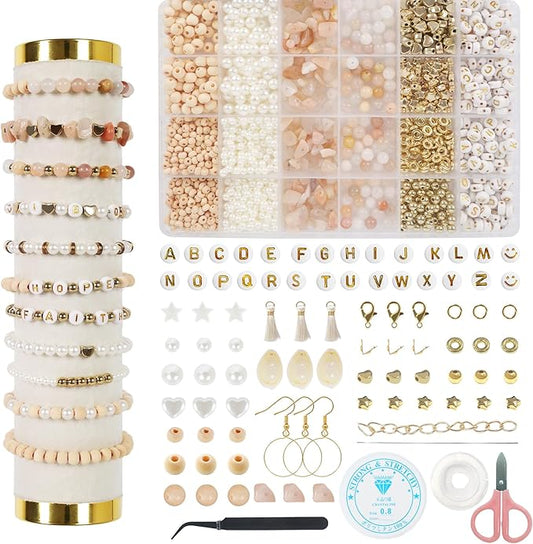 toipinio bracelet making kit jewelry making supplies kit natural stone beads for irregular natural stone with for diy craft 1736 pc friendship bracelet/necklace/earrings for adults (pink aventurine)